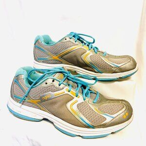 Ryka Devotion Women's Walking Sneakers-RE-ZOR3-Seafoam Blue, Yellow-Sz. 9 1/2